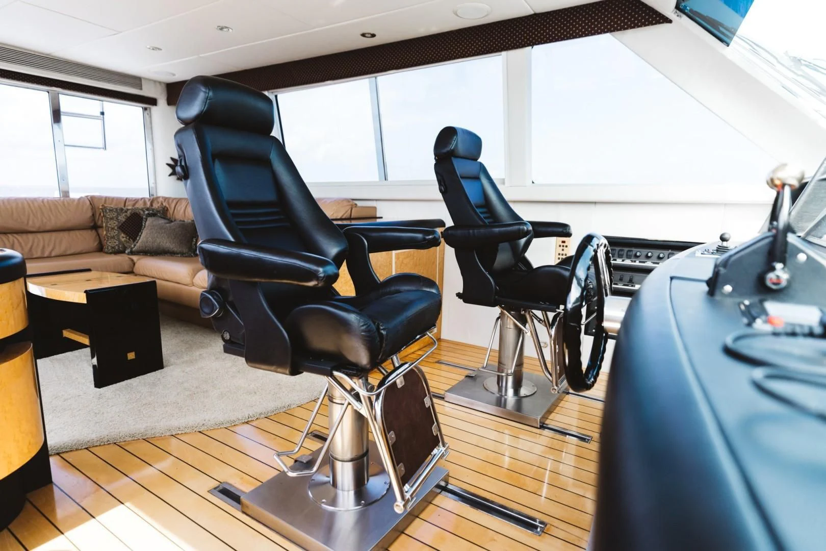 a black office chair in a room aboard DOUBLE EAGLE Yacht for Sale