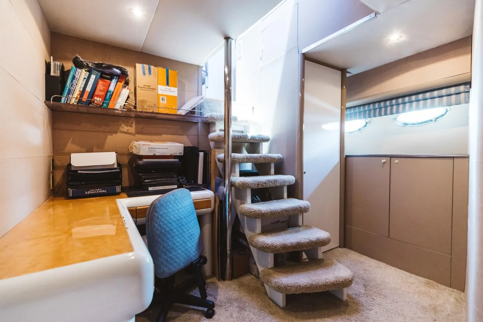 a room with a desk and a chair aboard DOUBLE EAGLE Yacht for Sale