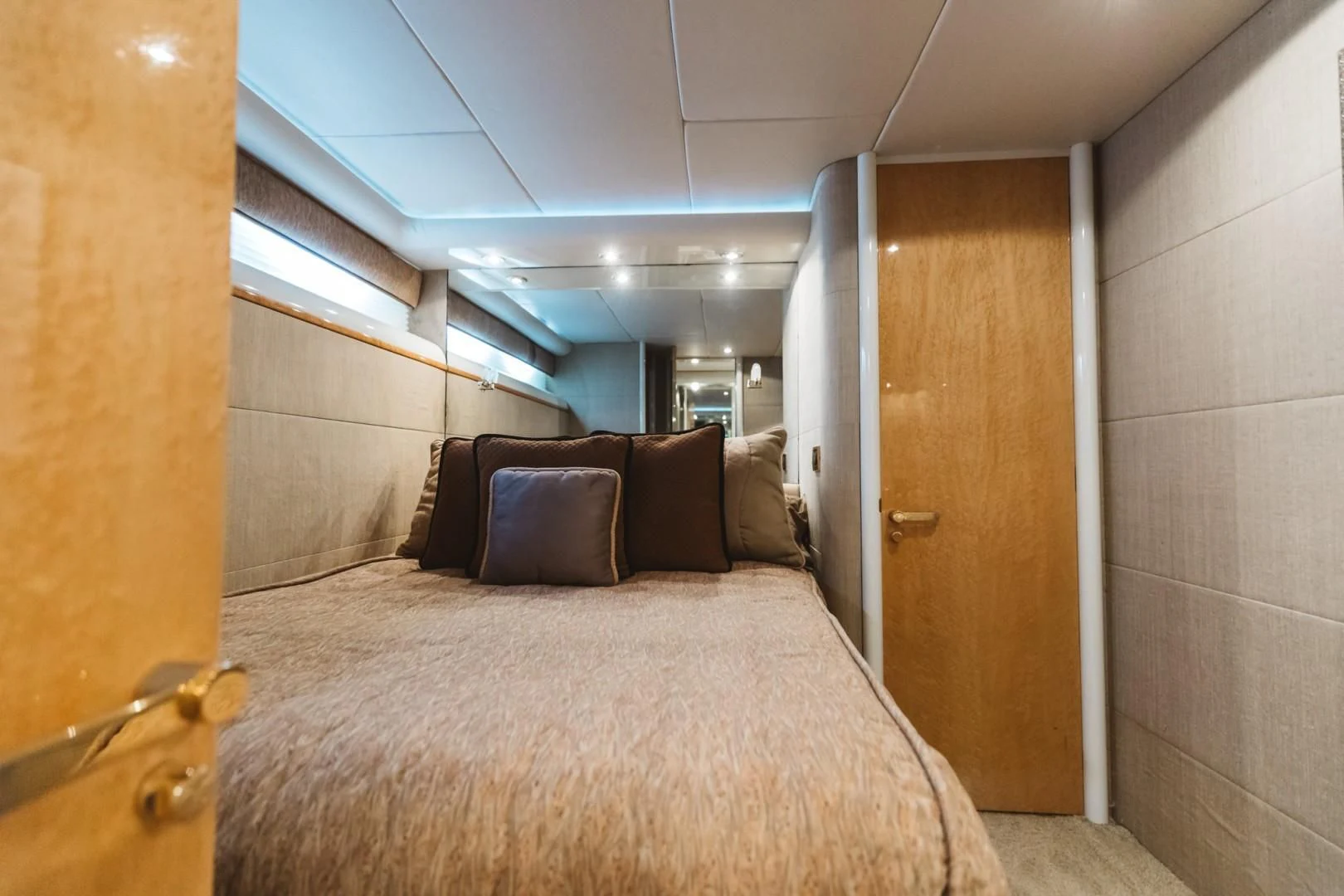 a bed in a room aboard DOUBLE EAGLE Yacht for Sale