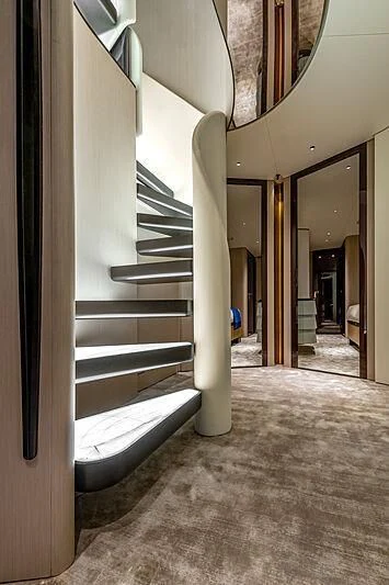 a staircase in a building aboard SHABBY Yacht for Sale