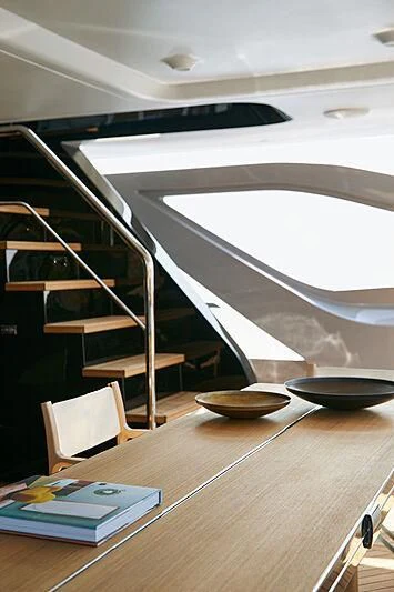a table with a bowl and a plate on it aboard SHABBY Yacht for Sale