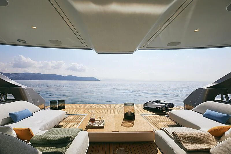 a table on a boat aboard SHABBY Yacht for Sale