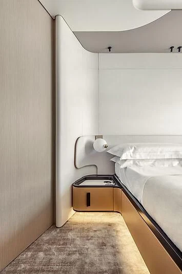 a room with a bed and a sink aboard SHABBY Yacht for Sale