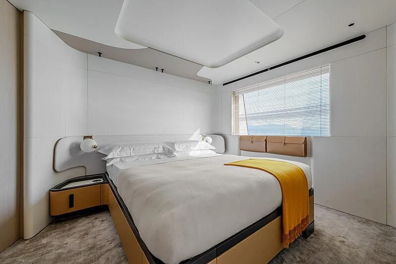 a couple of beds in a room aboard SHABBY Yacht for Sale