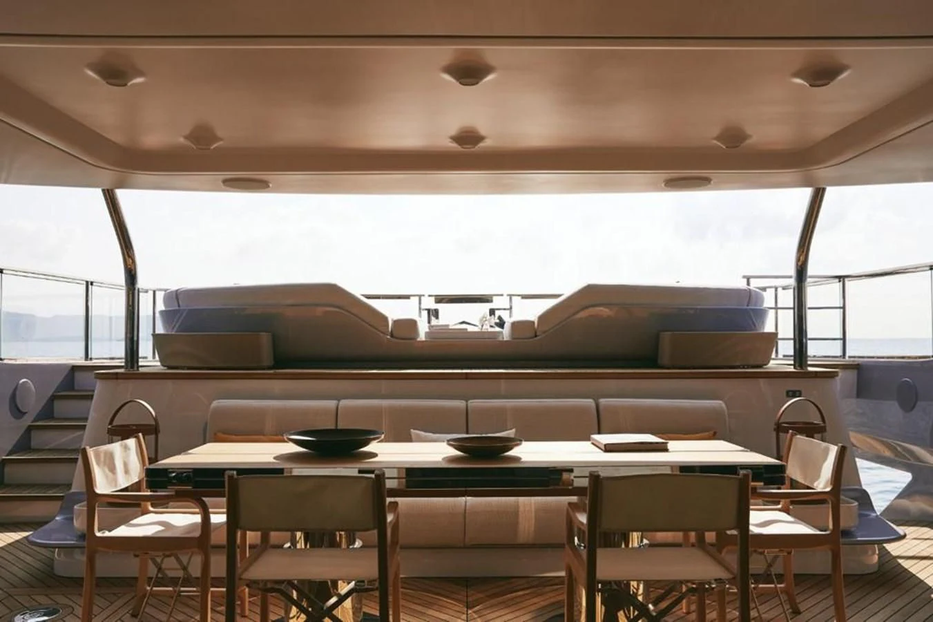 a room with a table and chairs aboard SHABBY Yacht for Sale