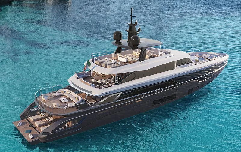 a large ship in the water aboard SHABBY Yacht for Sale