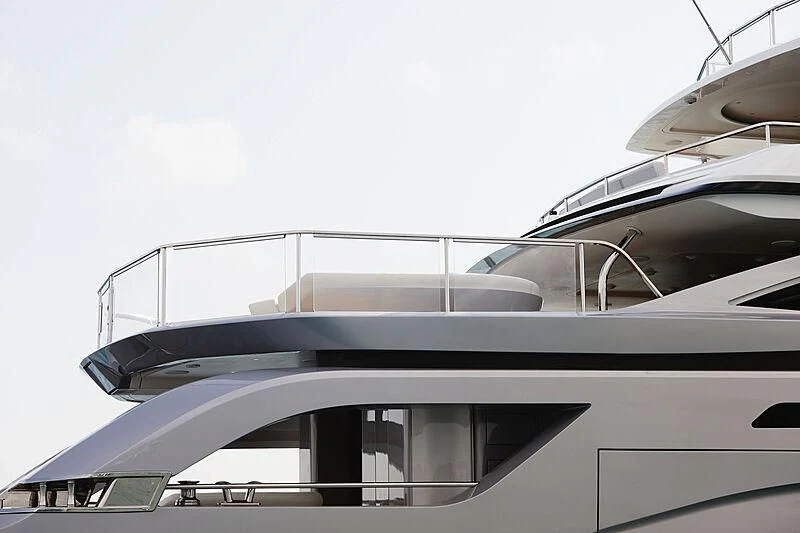 a close-up of a white car aboard SHABBY Yacht for Sale