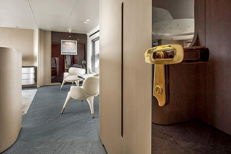 a room with a yellow object on the wall aboard SHABBY Yacht for Sale