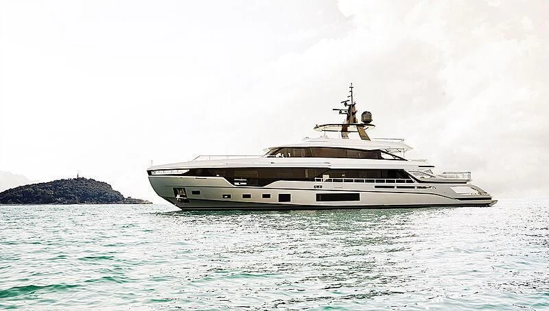 a large white boat in the water aboard SHABBY Yacht for Sale