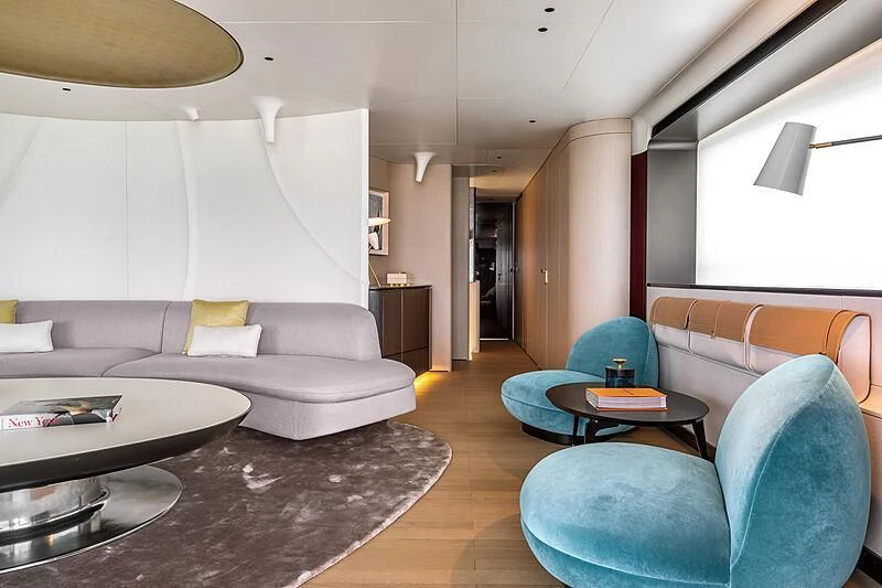 a living room with a couch and a table aboard SHABBY Yacht for Sale