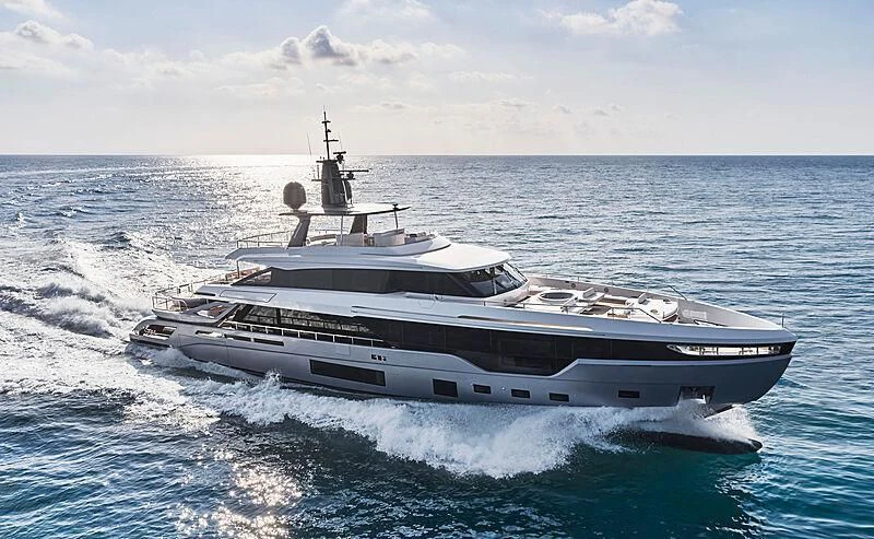 a large ship in the water aboard SHABBY Yacht for Sale