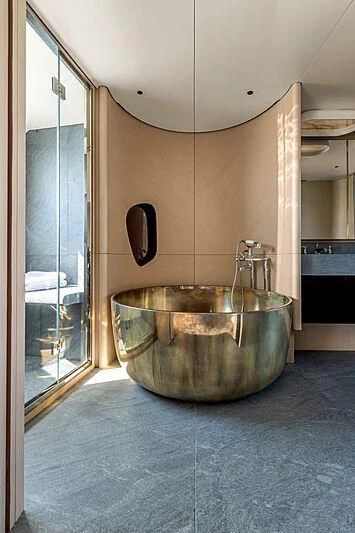a metal bowl on a counter aboard SHABBY Yacht for Sale