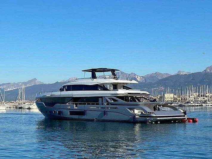 a large boat in the water aboard SHABBY Yacht for Sale
