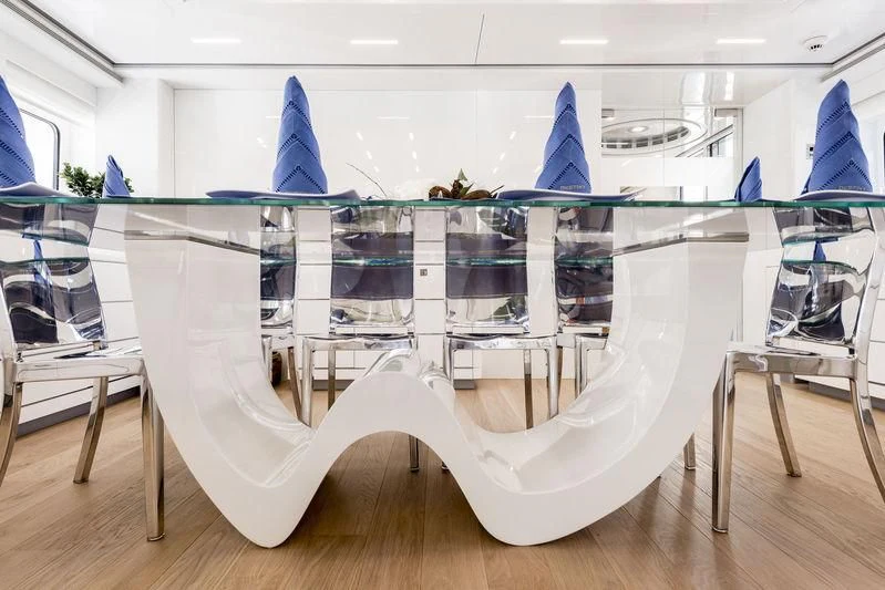 a model of a boat aboard ANGKALIA Yacht for Sale