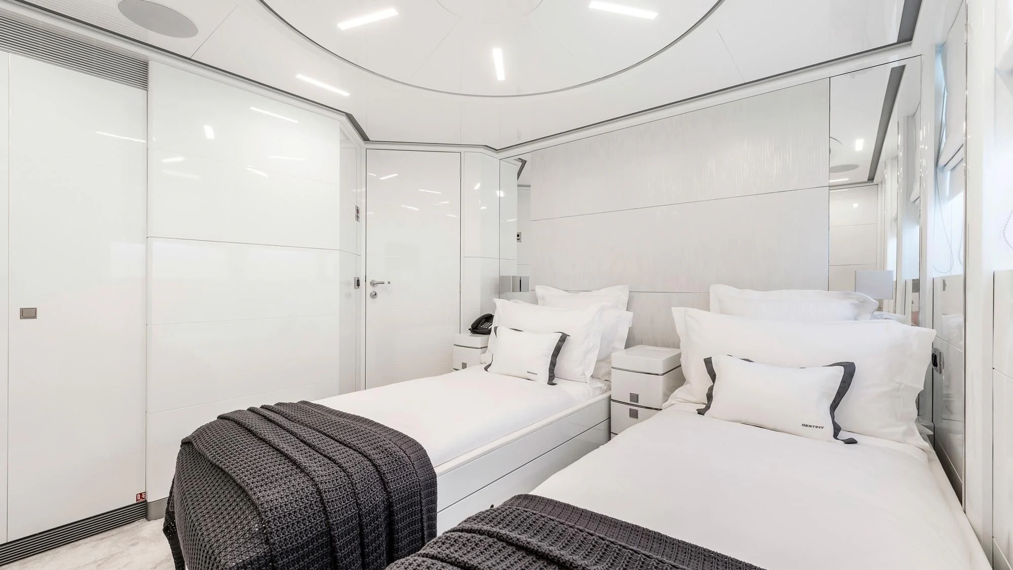 a couple of beds in a room aboard ANGKALIA Yacht for Sale