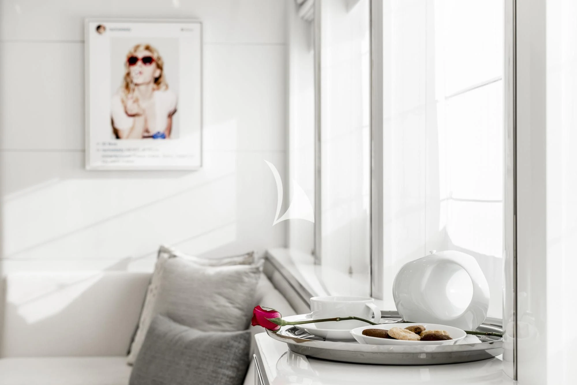 a plate of food on a tray aboard ANGKALIA Yacht for Sale