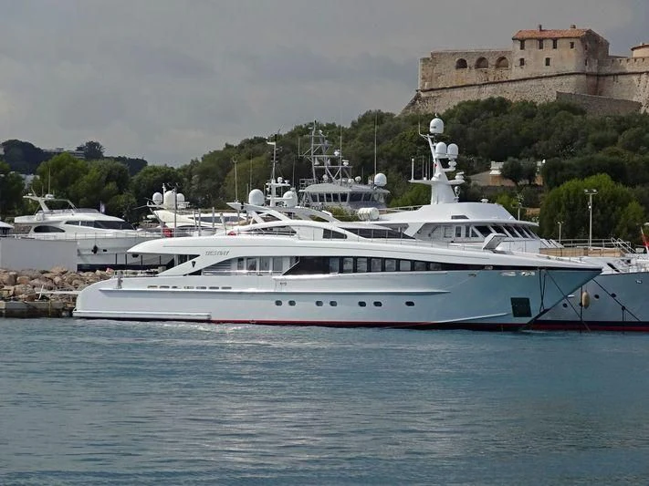 a boat in the water aboard ANGKALIA Yacht for Sale