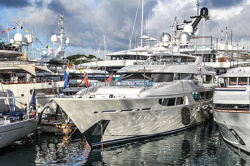 a group of boats in a harbor aboard TRENDING Yacht for Sale