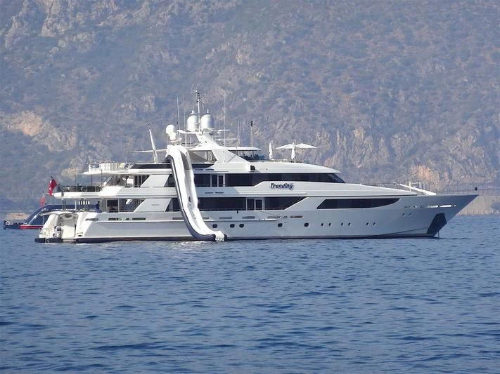 a white yacht in the water aboard TRENDING Yacht for Sale