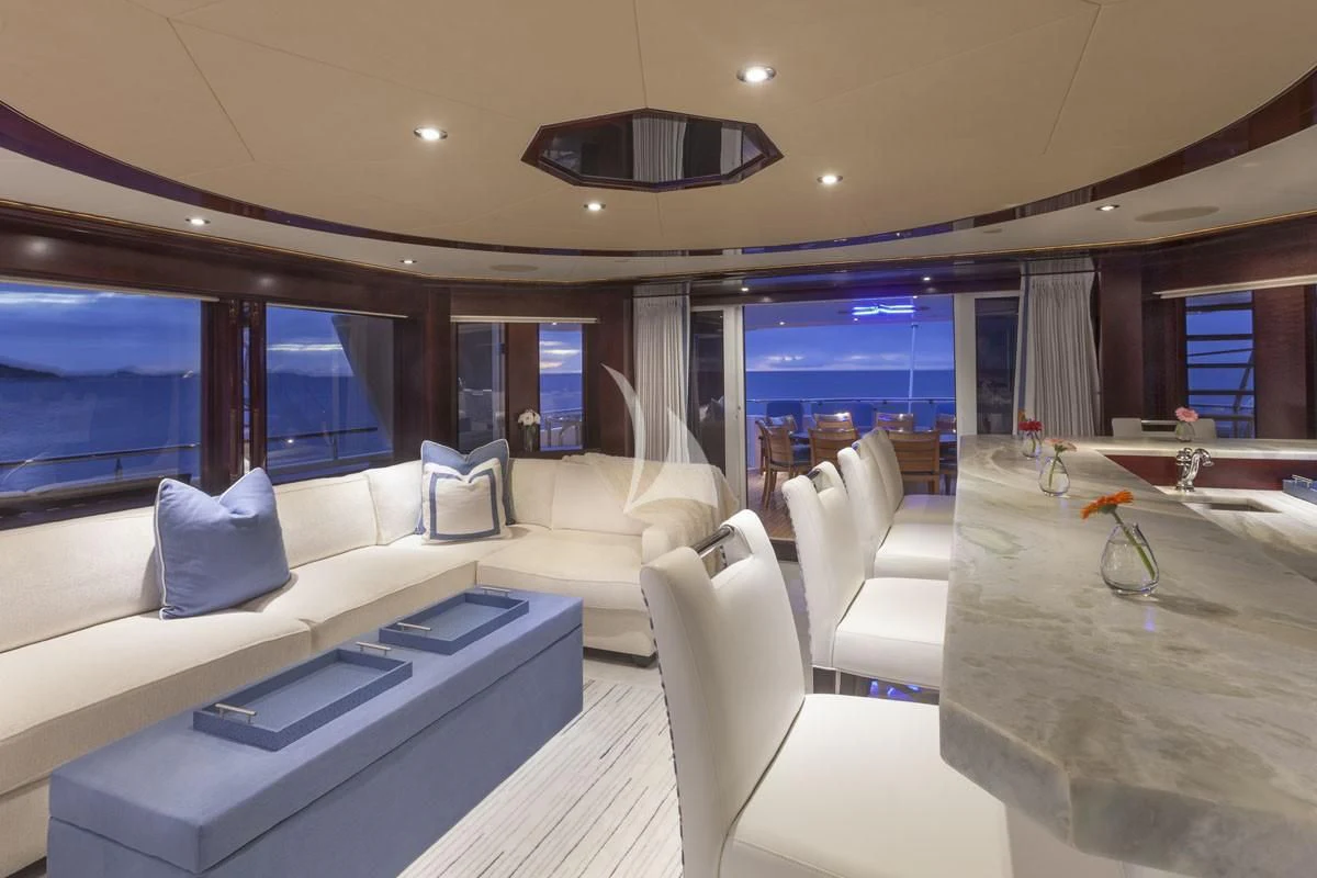 a large living room with a large window aboard TRENDING Yacht for Sale