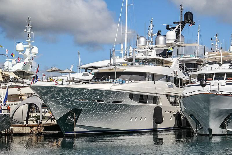 a large white boat with a propeller aboard TRENDING Yacht for Sale