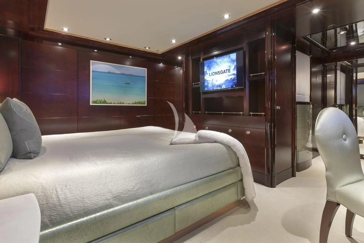 a bed in a room aboard TRENDING Yacht for Sale