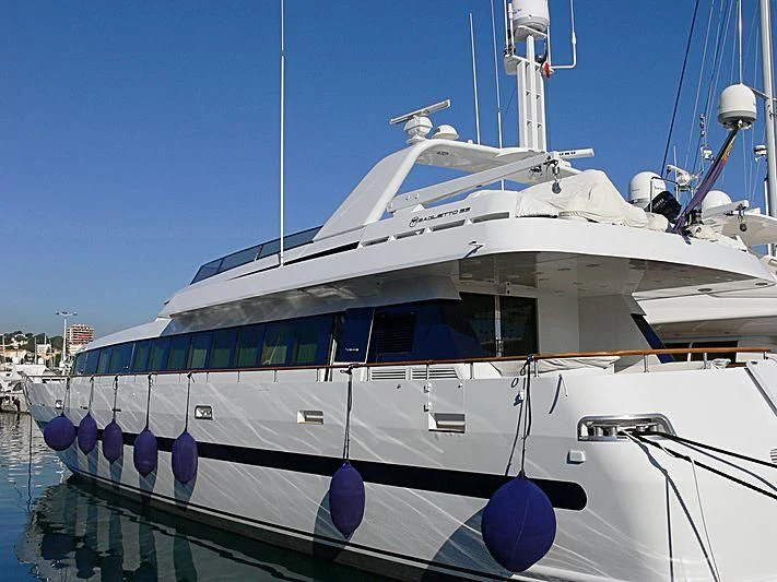 a large white boat aboard ROMANTICA Yacht for Sale