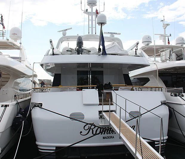 a group of white yachts aboard ROMANTICA Yacht for Sale
