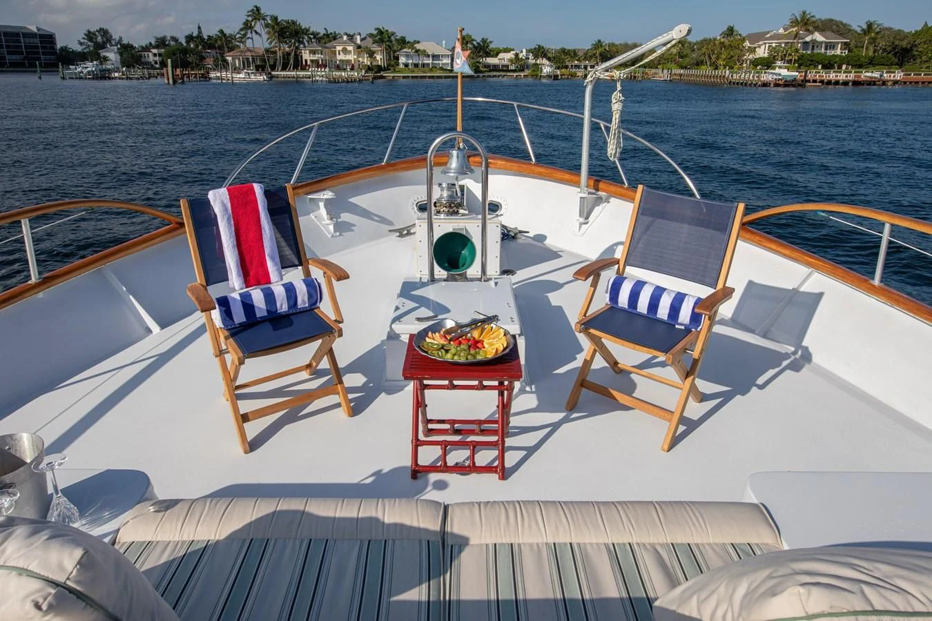 a boat with chairs on the deck aboard KOALA Yacht for Sale