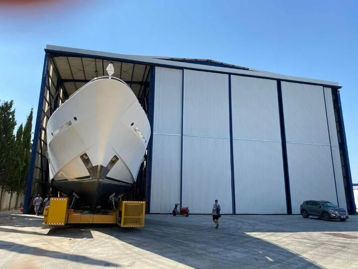 a large glass building with a large glass window aboard PROJECT CAVALLI Yacht for Sale