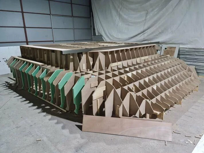 a pile of wood pallets aboard PROJECT CAVALLI Yacht for Sale