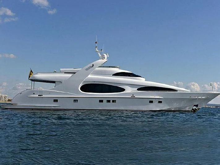 a white yacht in the water aboard PROJECT CAVALLI Yacht for Sale