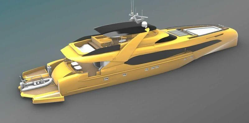 a model of a space ship aboard PROJECT CAVALLI Yacht for Sale