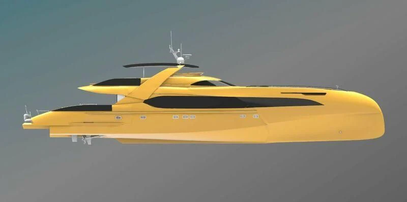 a yellow and black helicopter aboard PROJECT CAVALLI Yacht for Sale