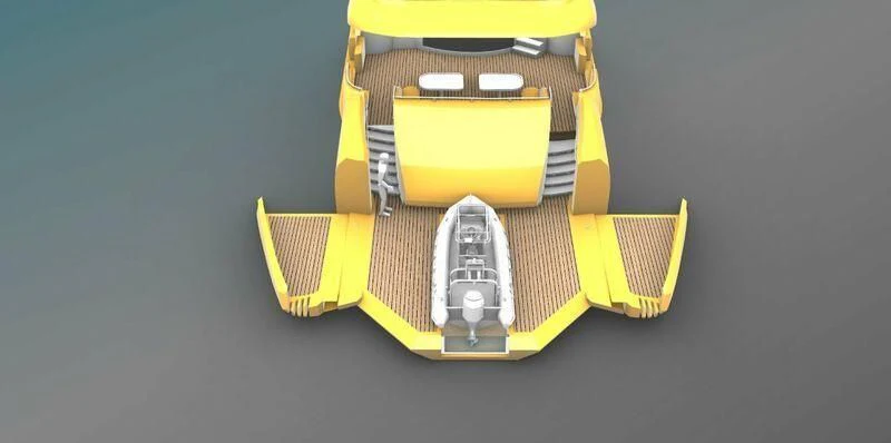 a yellow and black robot aboard PROJECT CAVALLI Yacht for Sale