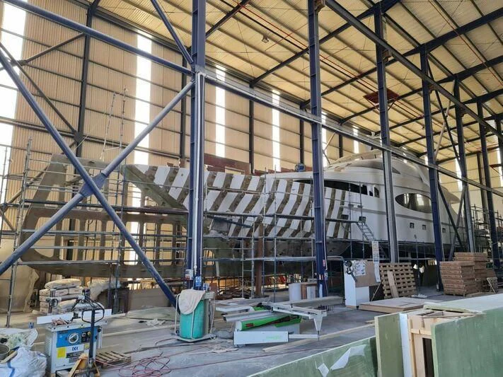 a large factory with many machines aboard PROJECT CAVALLI Yacht for Sale