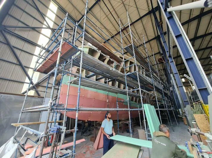 a large metal structure with people on it aboard PROJECT CAVALLI Yacht for Sale