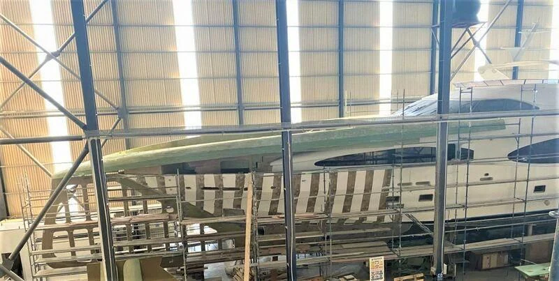 a large building with glass walls aboard PROJECT CAVALLI Yacht for Sale