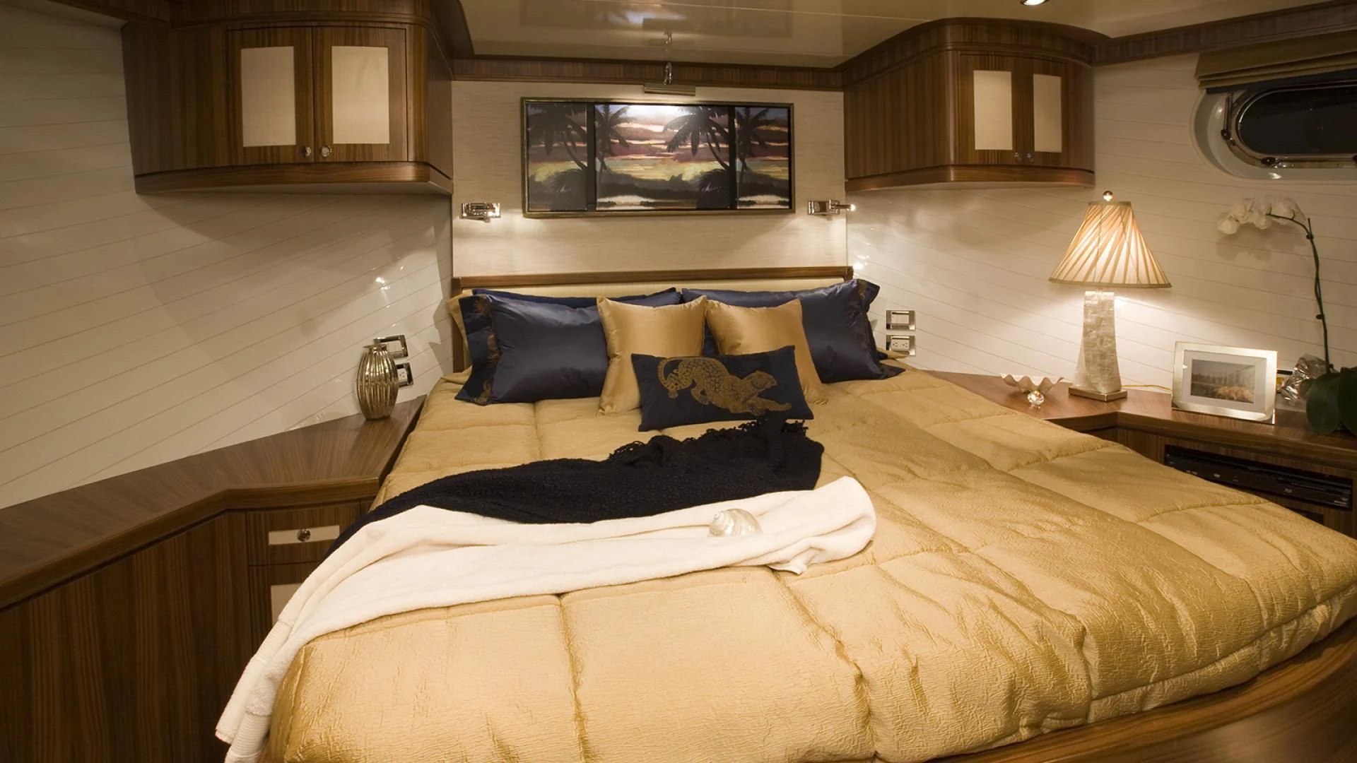 a large bed in a room aboard ST. TROPEZ Yacht for Sale