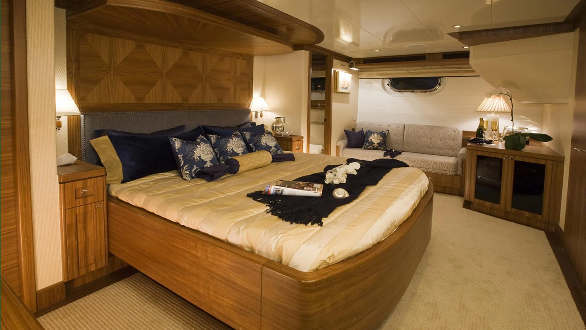a large bed in a room aboard ST. TROPEZ Yacht for Sale