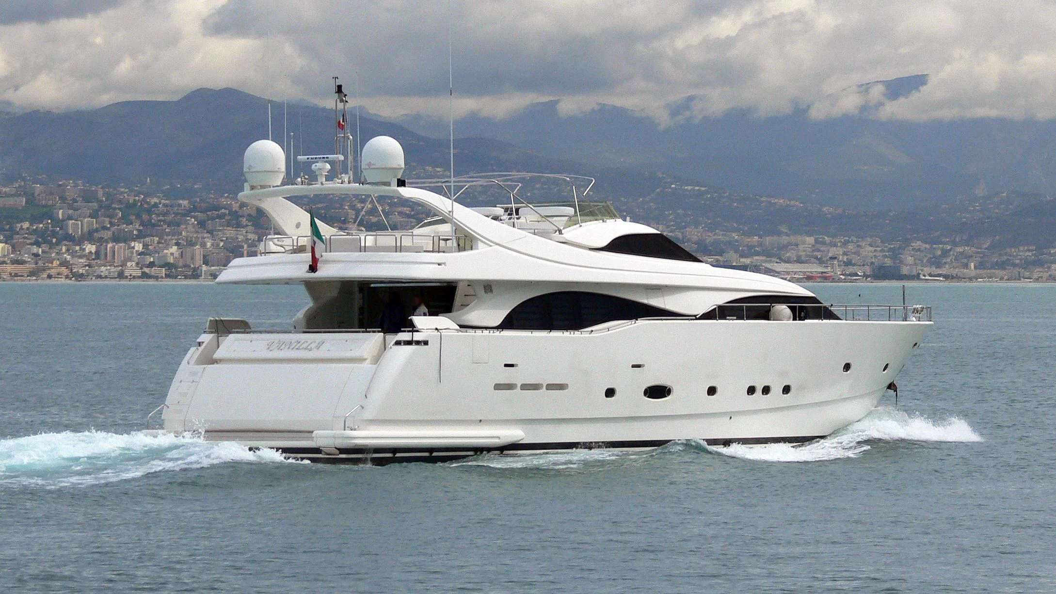 a white yacht on the water aboard LADY VANILLA Yacht for Sale