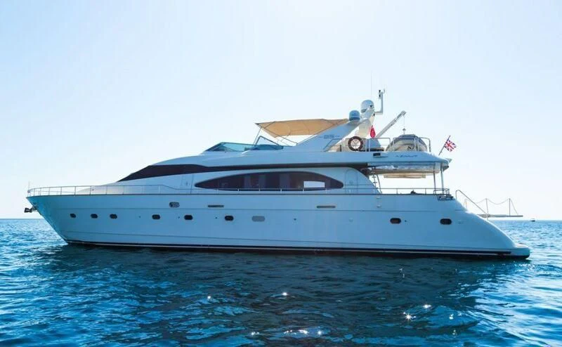 a white yacht in the water aboard NISAN Yacht for Sale