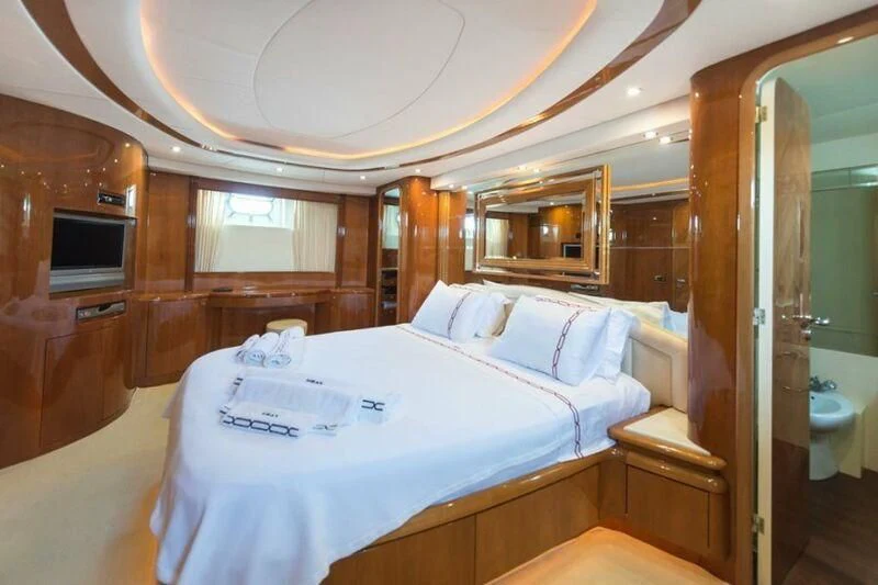 a bed in a cabin aboard NISAN Yacht for Sale