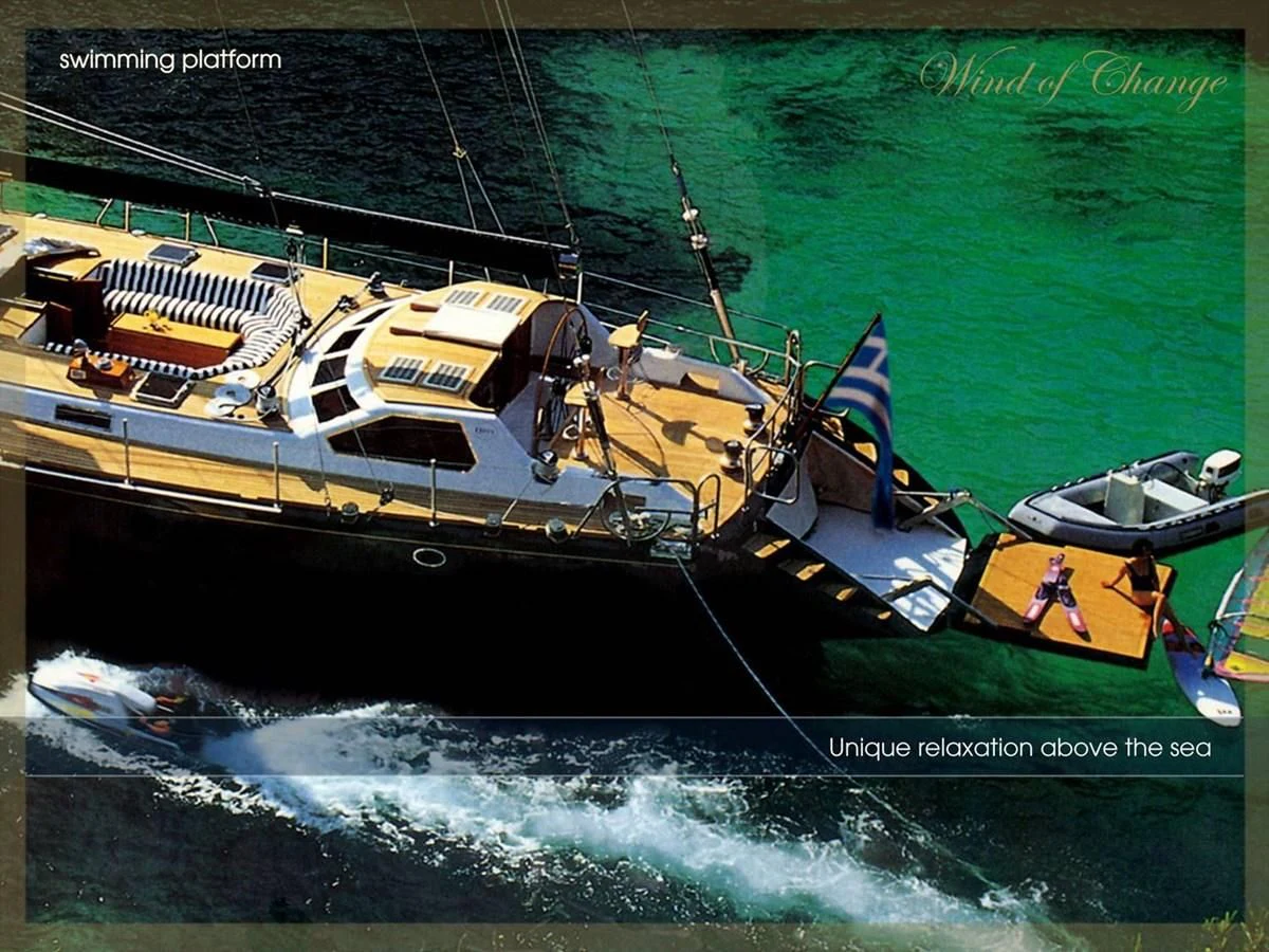 a boat in the water aboard WIND OF CHANGE Yacht for Charter