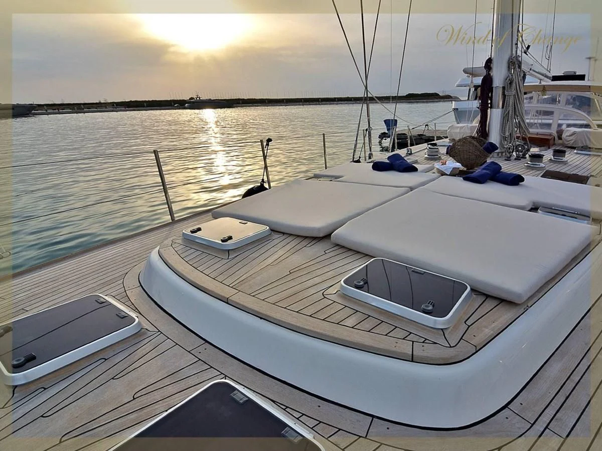 a boat on the water aboard WIND OF CHANGE Yacht for Charter