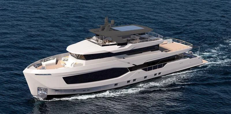 a white yacht on the water aboard NUMARINE 40MXP #2 Yacht for Sale