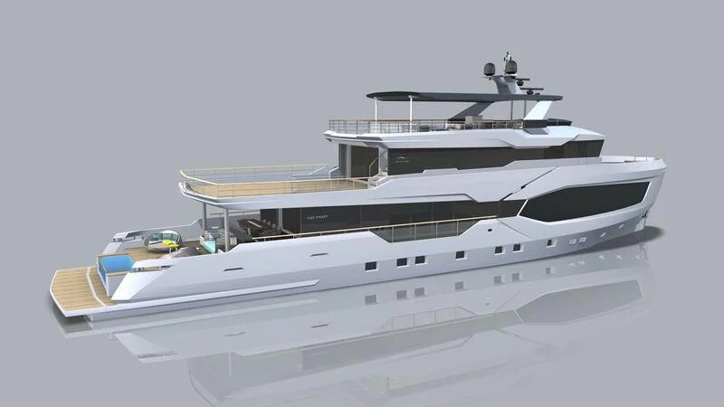 a white boat with a black top aboard NUMARINE 40MXP #2 Yacht for Sale