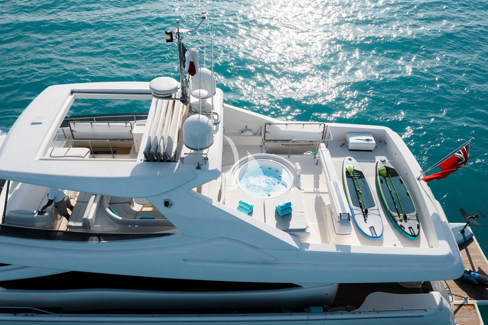 a white boat on the water aboard ONYX Yacht for Charter