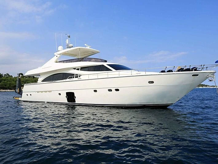 a white yacht on the water aboard ONYX Yacht for Charter