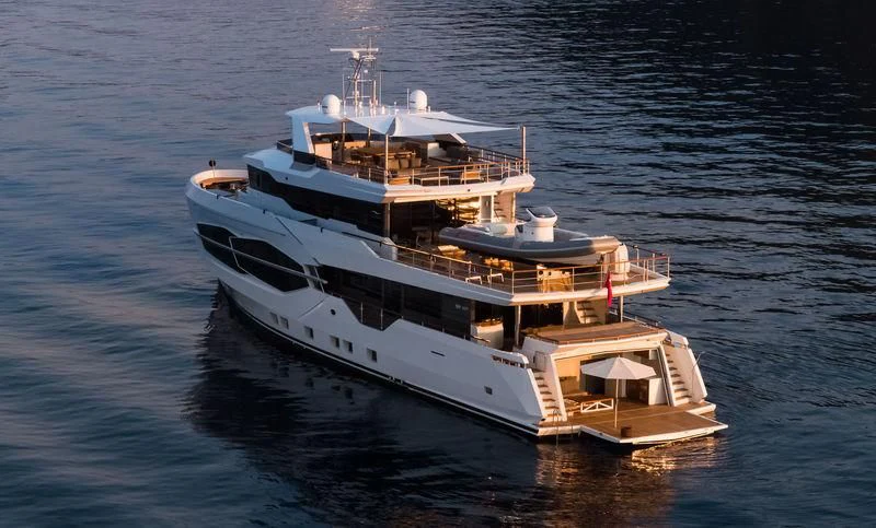 a large ship in the water aboard MARLA Yacht for Sale